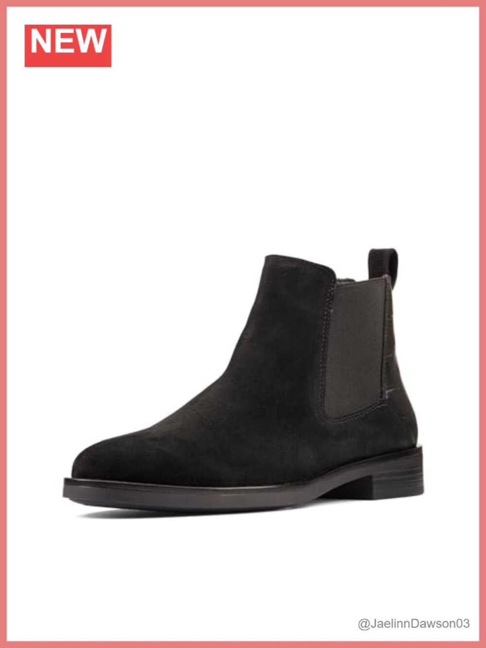 Clarks Ankle Chelsea Boots Suede Leather Comfort Block Heel Pull-On